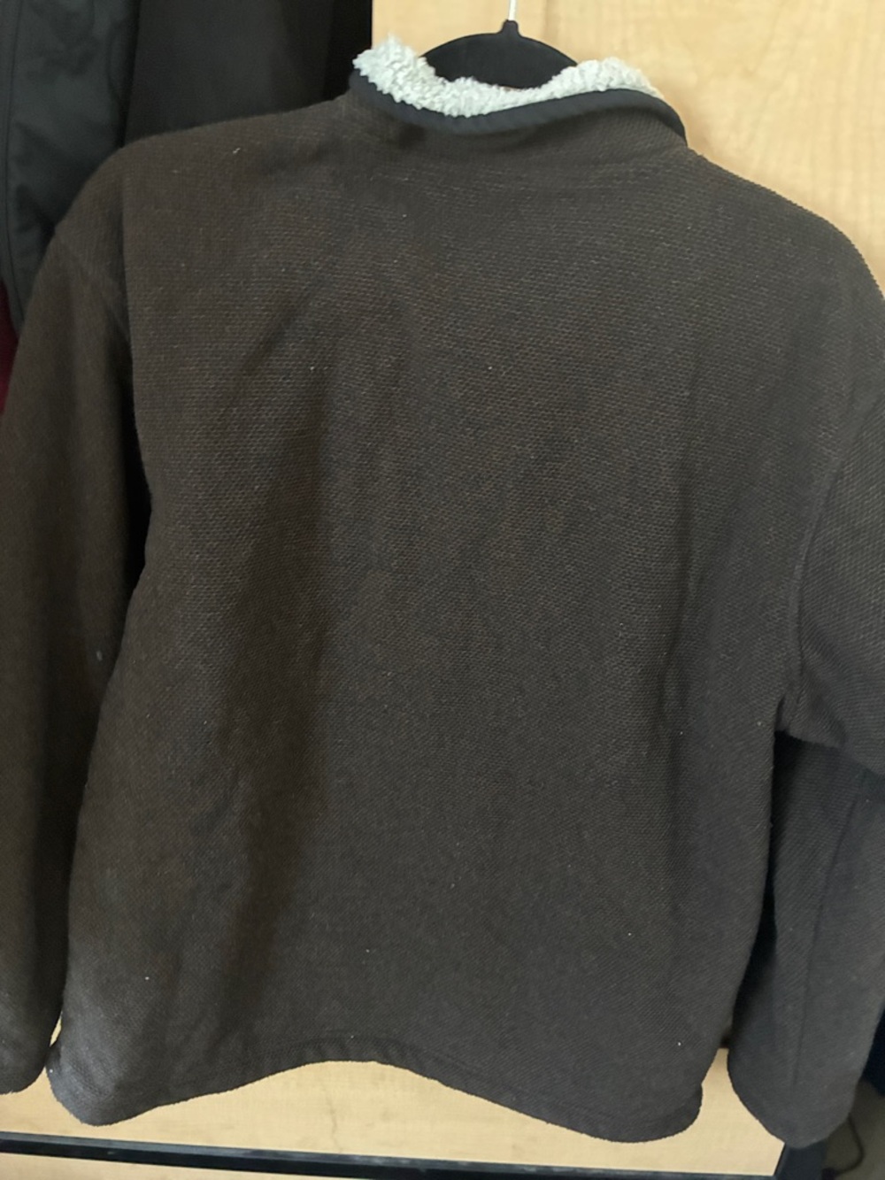 Orvis Brown Half-Zip Sherpa Pullover with Cream Lining - Picture 4 of 4
